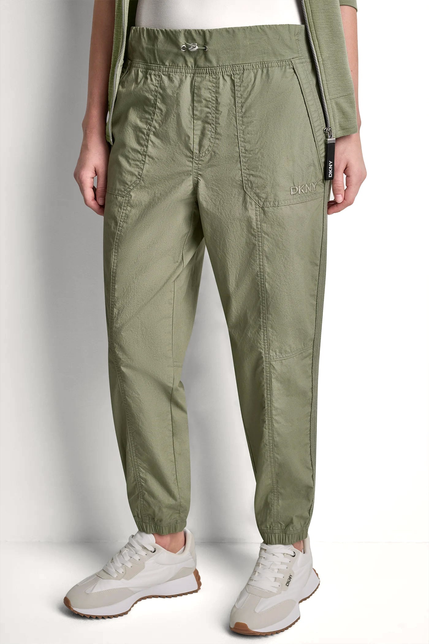COTTON-POPLIN HIGH-RISE SLIM UTILITY JOGGER