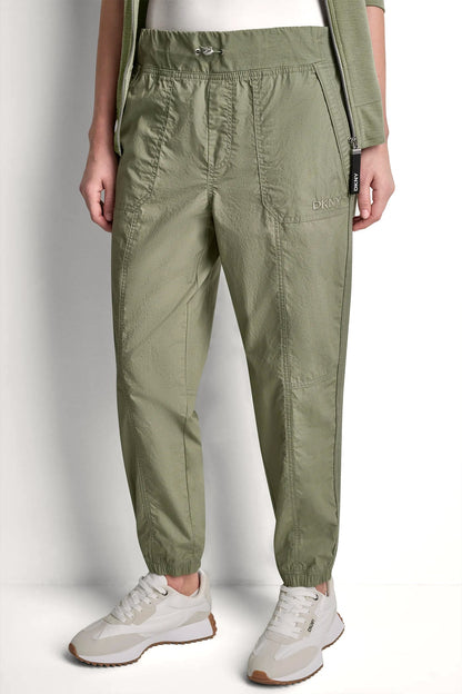 COTTON-POPLIN HIGH-RISE SLIM UTILITY JOGGER