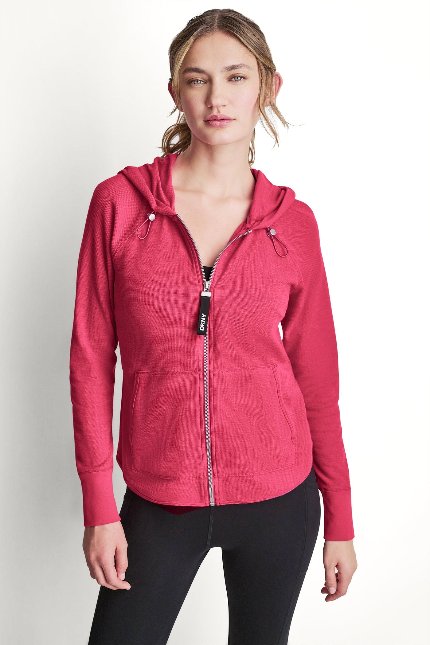 COTTON-BLEND SLUB WAFFLE-KNIT HOODIE