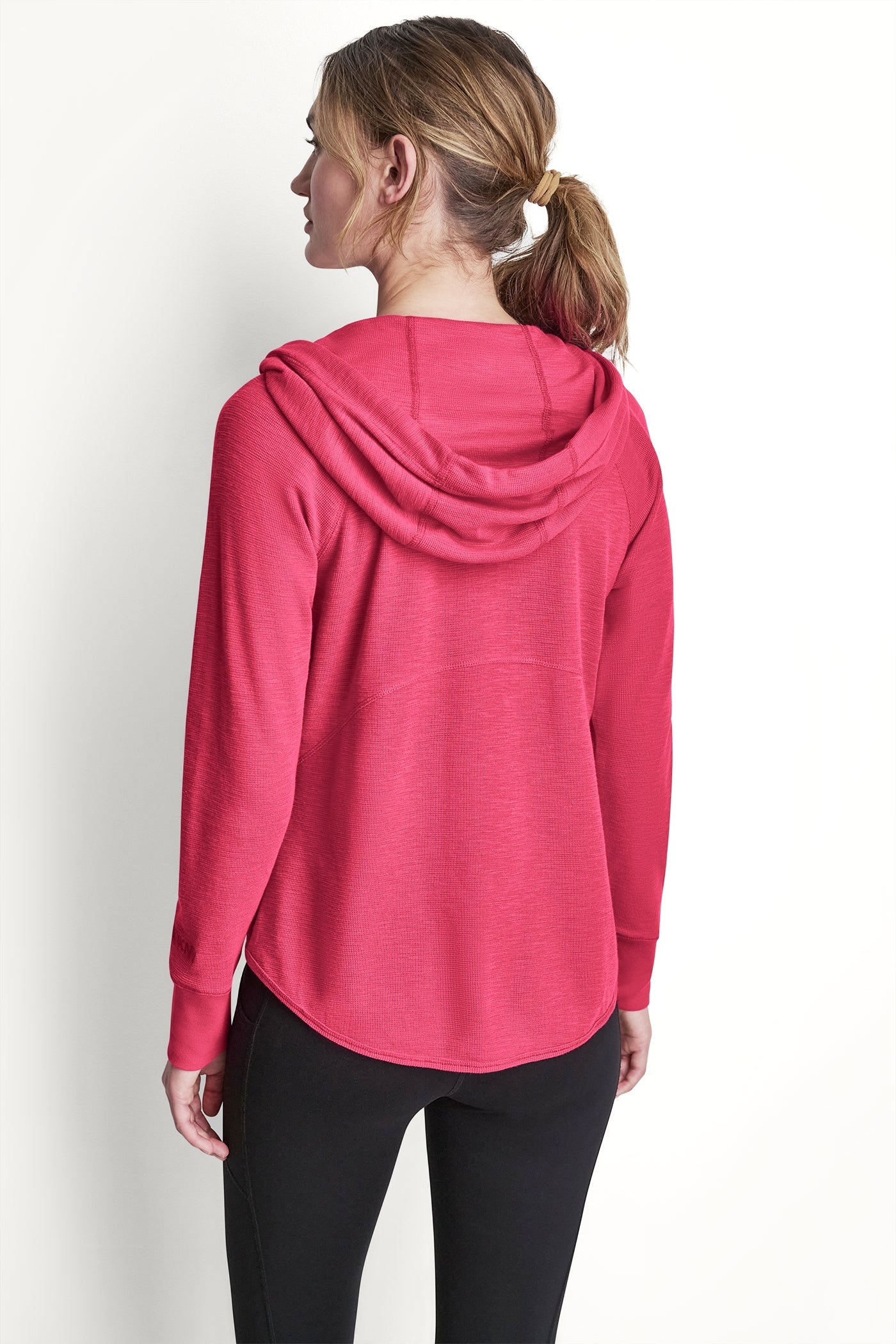 COTTON-BLEND SLUB WAFFLE-KNIT HOODIE
