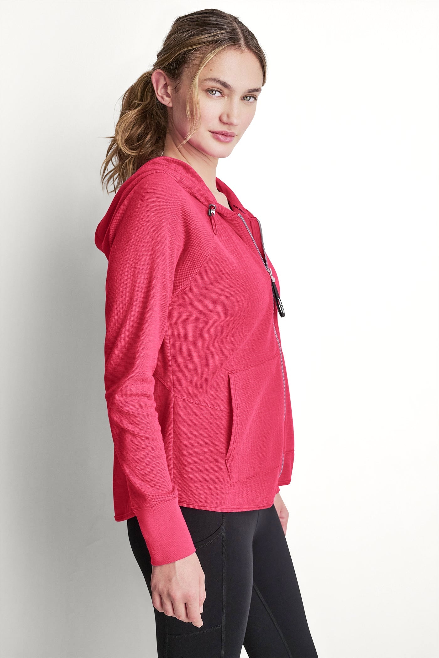 COTTON-BLEND SLUB WAFFLE-KNIT HOODIE