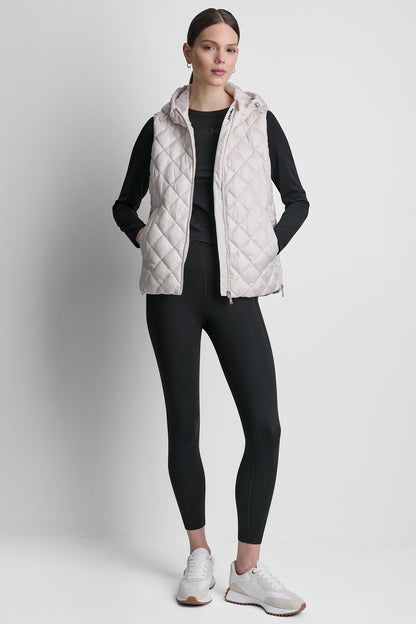HOODED DIAMOND QUILTED VEST