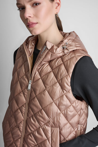 HOODED DIAMOND QUILTED VEST