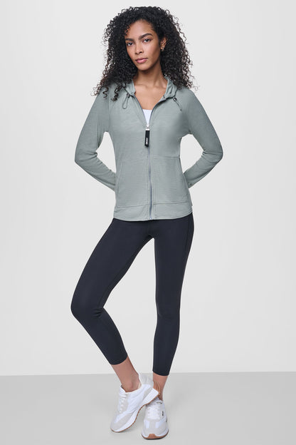 COTTON-BLEND SLUB WAFFLE-KNIT HOODIE