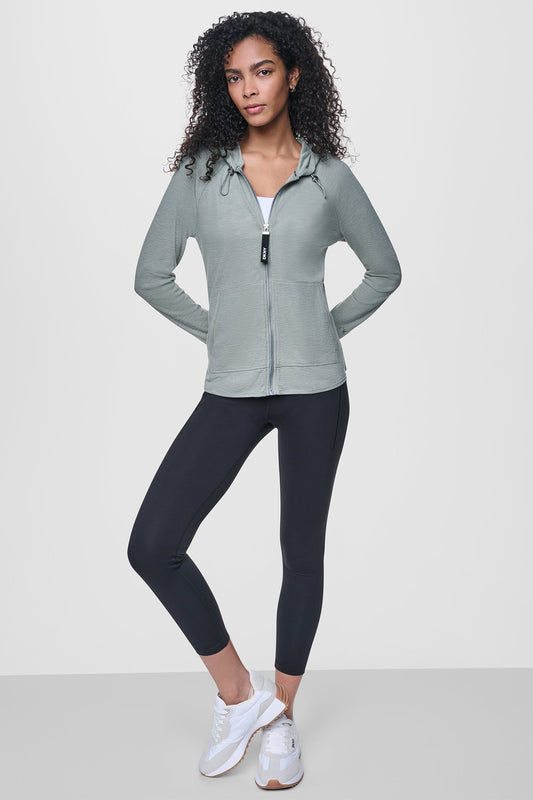 COTTON-BLEND SLUB WAFFLE-KNIT HOODIE