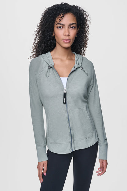 COTTON-BLEND SLUB WAFFLE-KNIT HOODIE