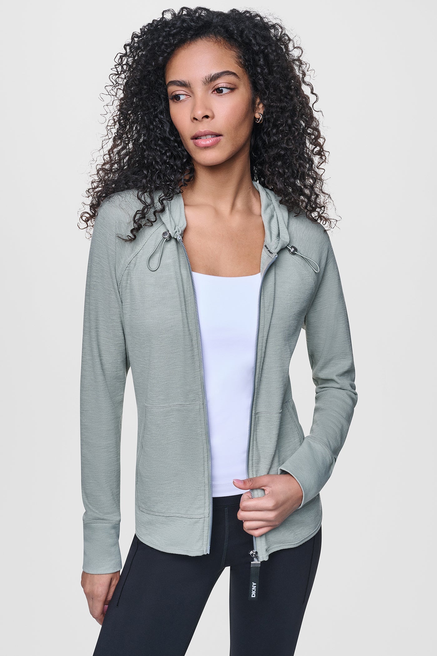 COTTON-BLEND SLUB WAFFLE-KNIT HOODIE