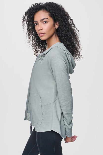 COTTON-BLEND SLUB WAFFLE-KNIT HOODIE