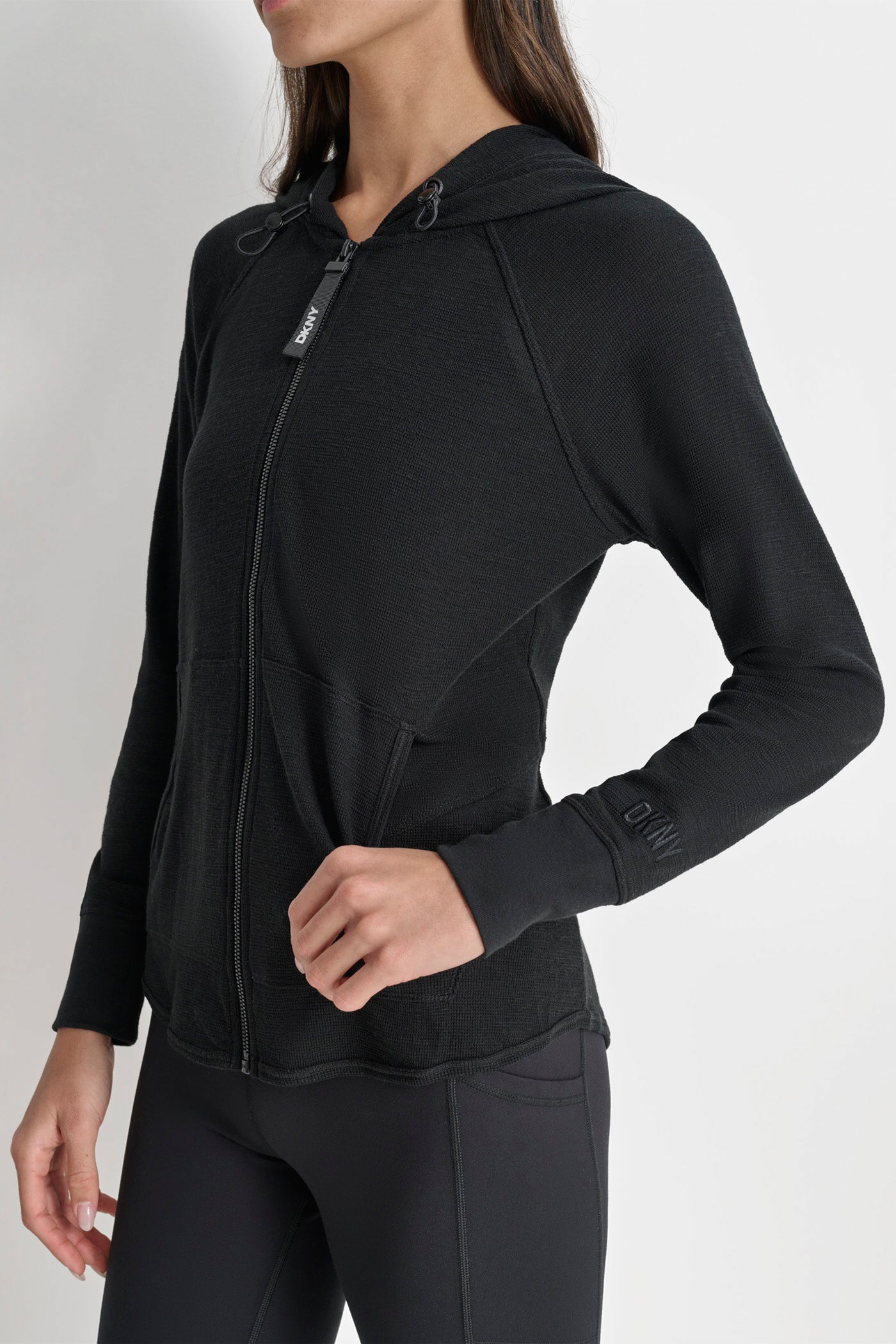 COTTON-BLEND SLUB WAFFLE-KNIT HOODIE
