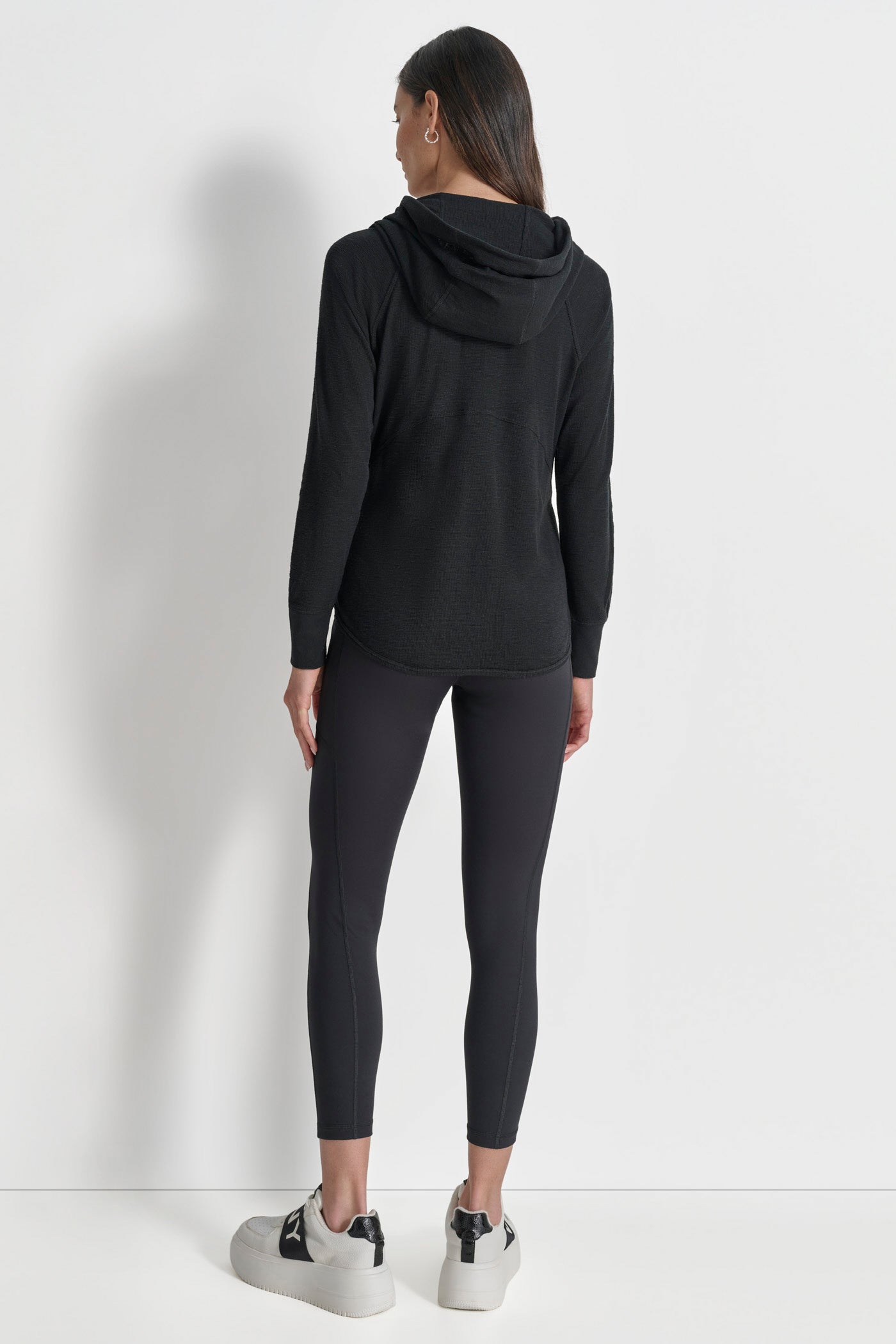 COTTON-BLEND SLUB WAFFLE-KNIT HOODIE