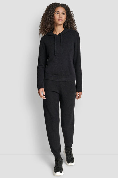 FEATHER YARN HOODIE WITH DRAWCORD AND TONAL LOGO