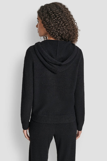 FEATHER YARN HOODIE WITH DRAWCORD AND TONAL LOGO