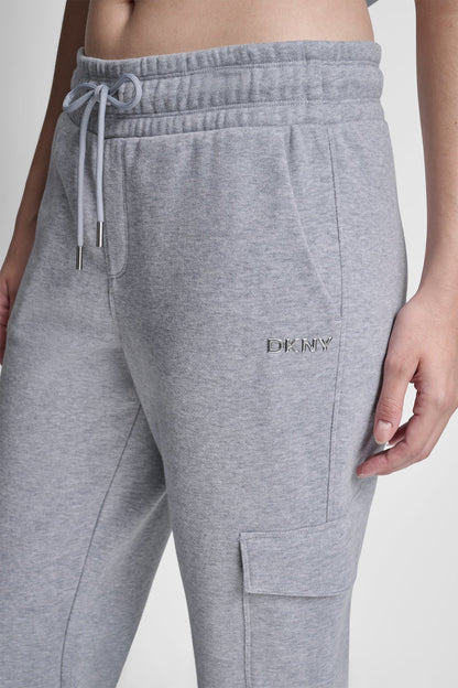 METALLIC BUBBLE LOGO SLIM FIT FLEECE CARGO JOGGER
