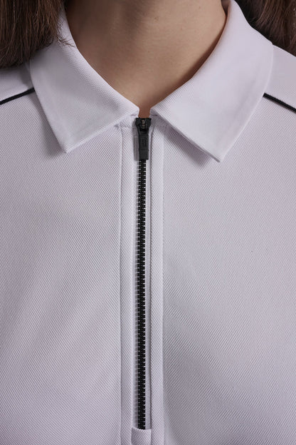 HALF-ZIP POLO DRESS WITH CONTRAST PIPING