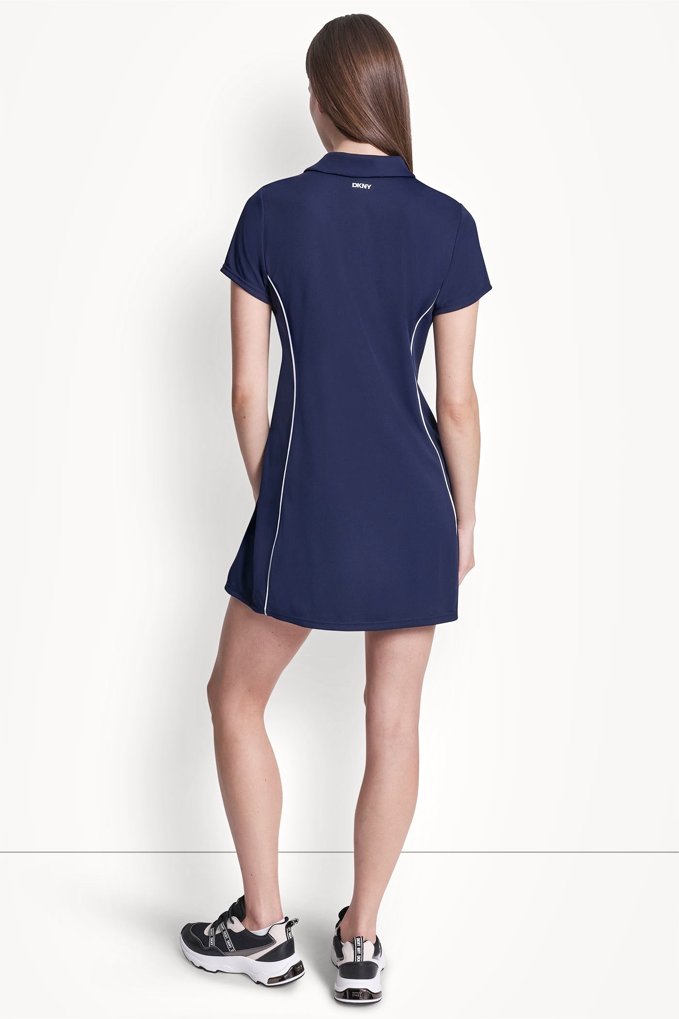 HALF-ZIP POLO DRESS WITH CONTRAST PIPING