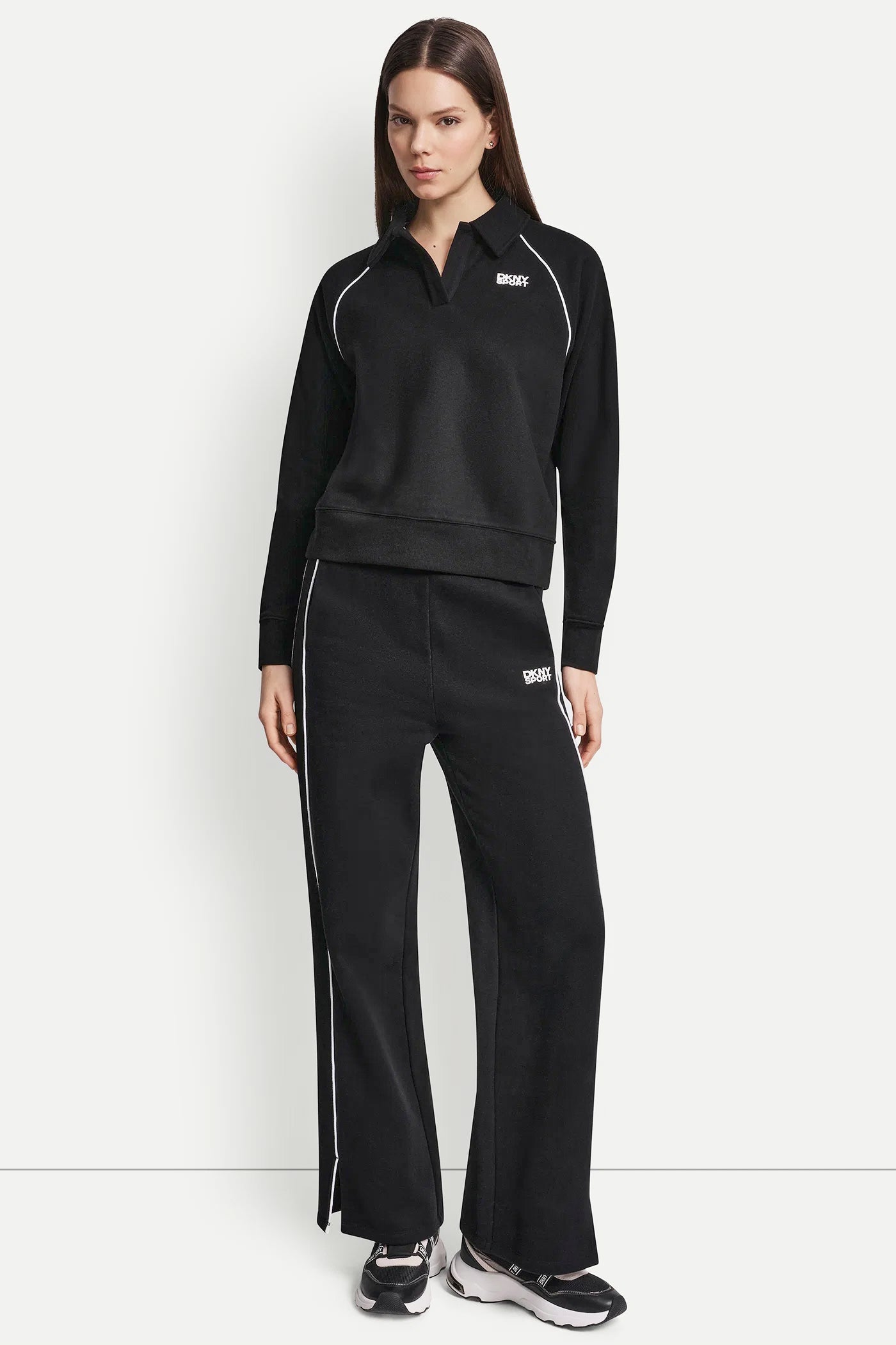 PIPED LOGO POLO SWEATSHIRT