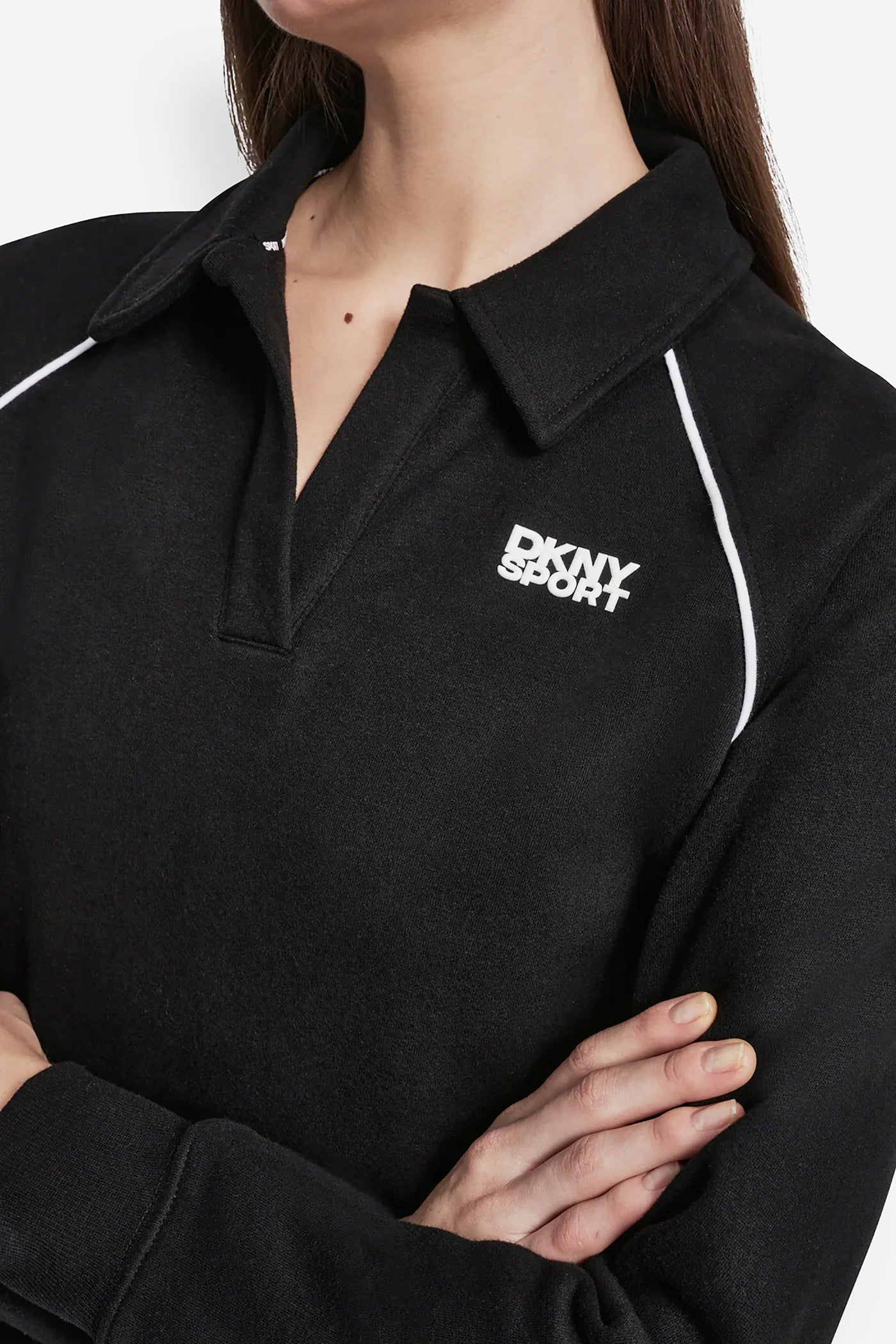 PIPED LOGO POLO SWEATSHIRT