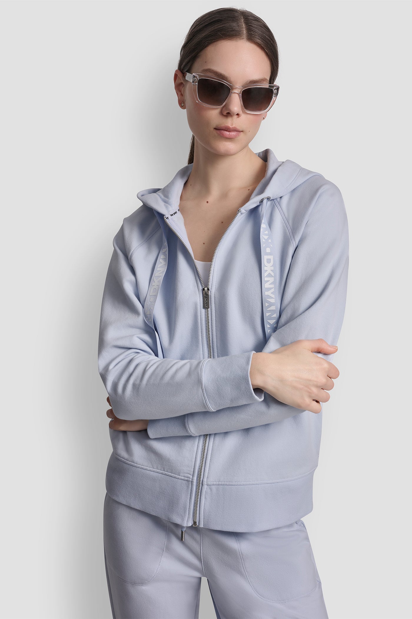 COTTON-FLEECE LOGO DRAWSTRING HOODIE