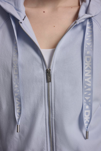 COTTON-FLEECE LOGO DRAWSTRING HOODIE