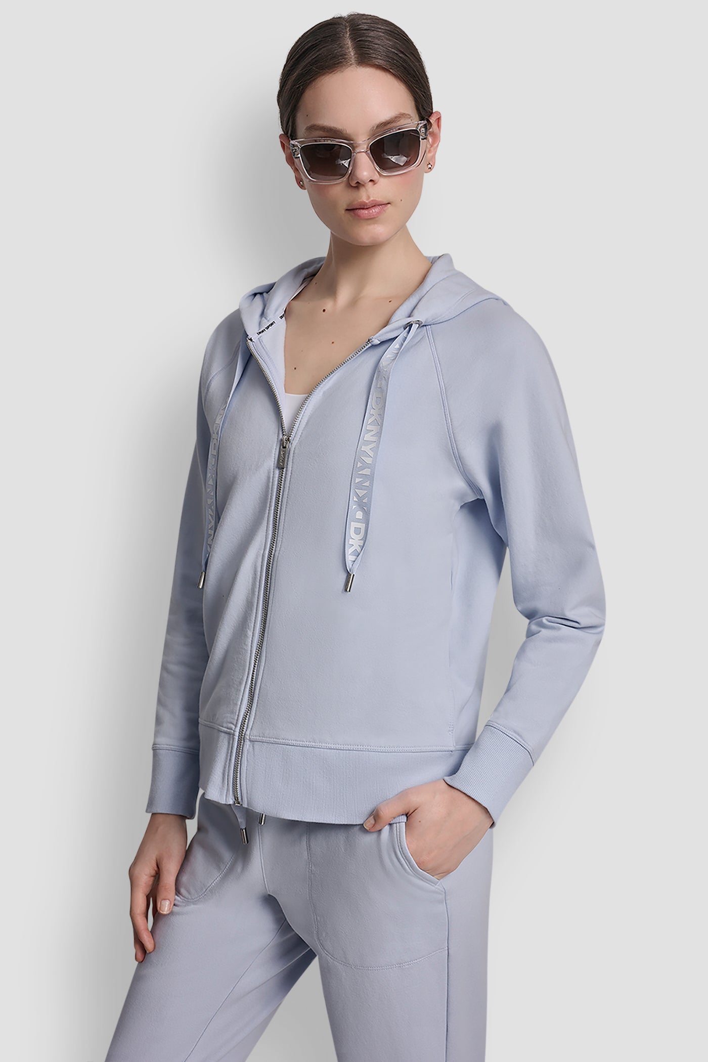 COTTON-FLEECE LOGO DRAWSTRING HOODIE