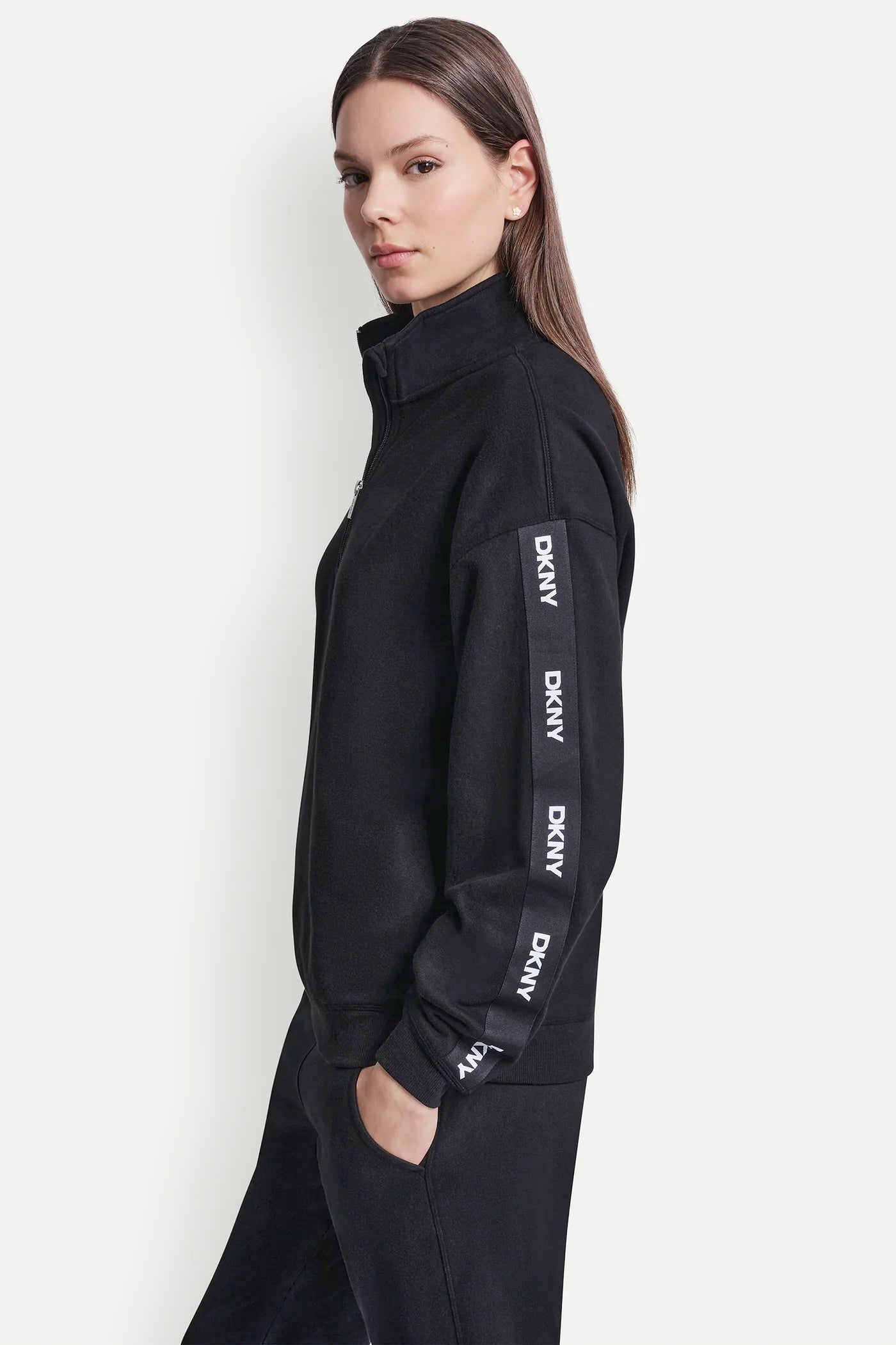COTTON-BLEND LOGO QUARTER-ZIP SWEATSHIRT