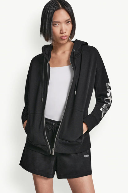COTTON-BLEND FOIL LOGO HOODIE