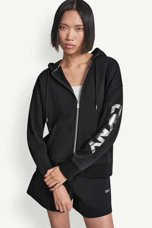 COTTON-BLEND FOIL LOGO HOODIE