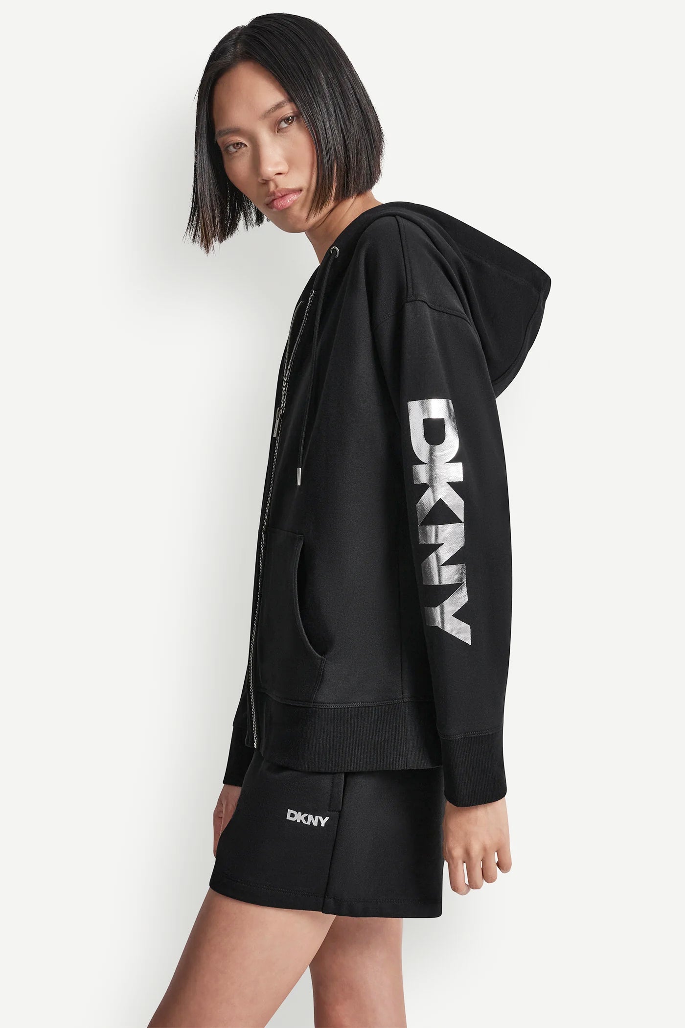 COTTON-BLEND FOIL LOGO HOODIE