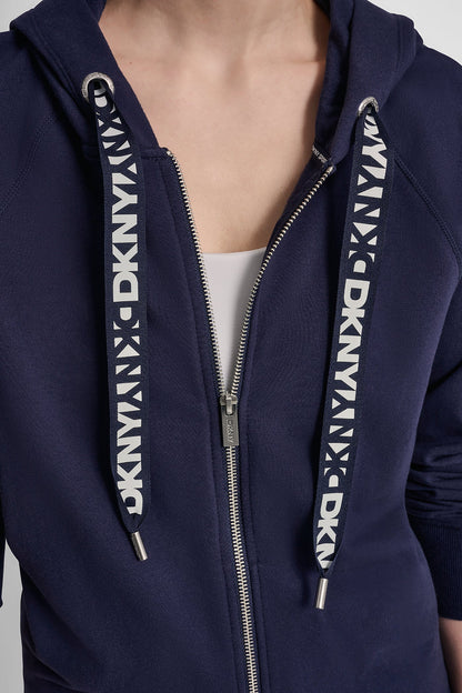 COTTON-FLEECE LOGO DRAWSTRING HOODIE