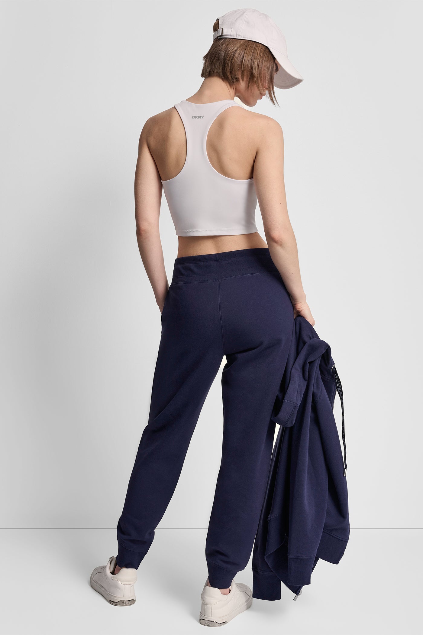 COTTON-FLEECE HIGH-RISE SKINNY CUFFED ANKLE JOGGER