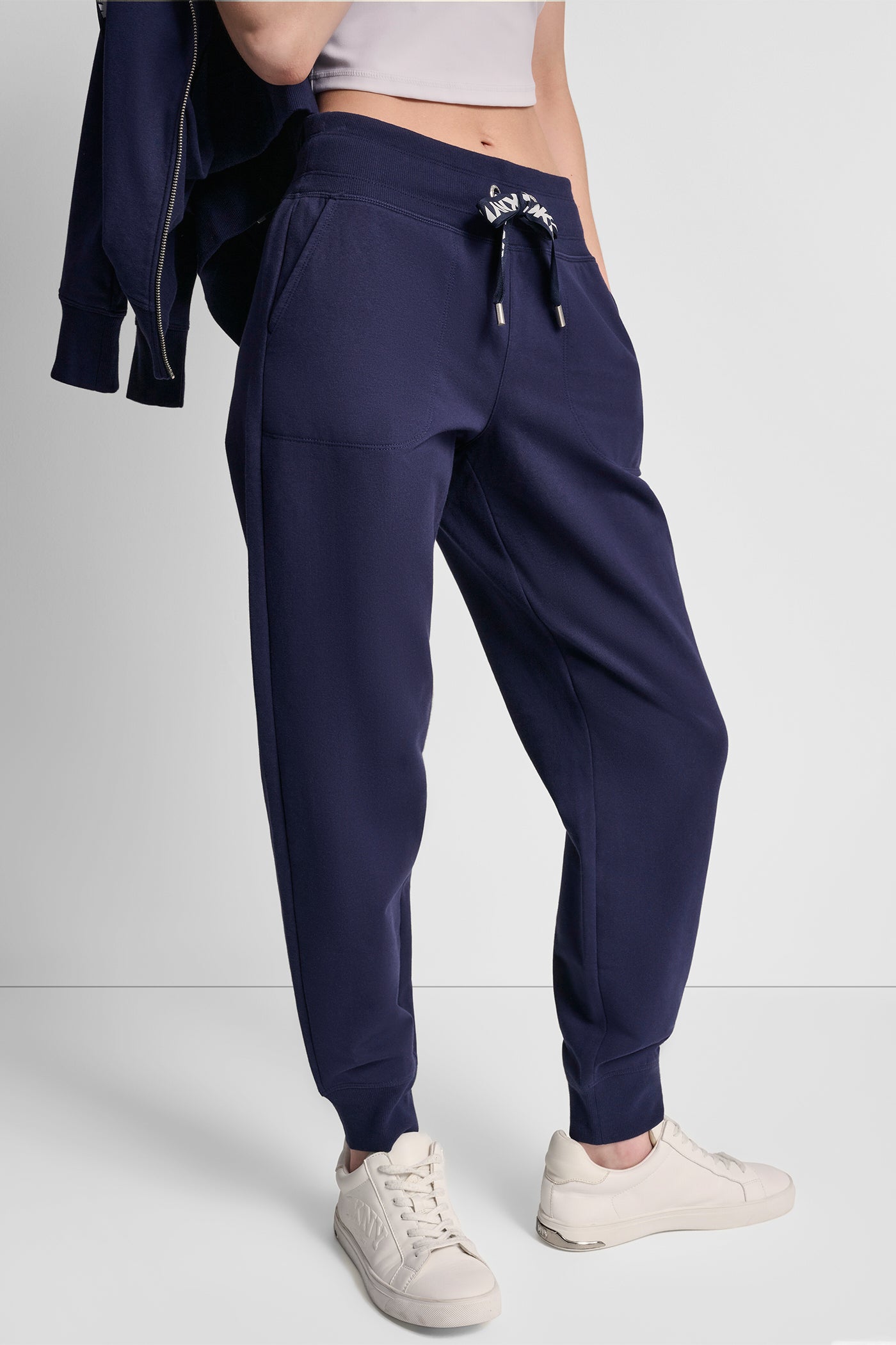 COTTON-FLEECE HIGH-RISE SKINNY CUFFED ANKLE JOGGER