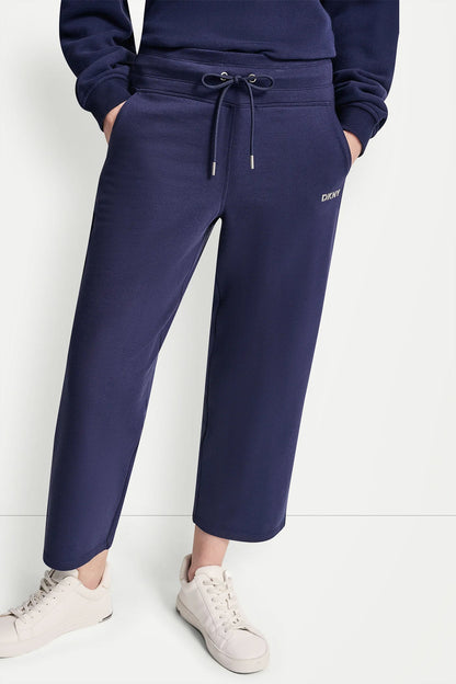 METALLIC BUBBLE LOGO CROPPED HIGH-RISE PANTS