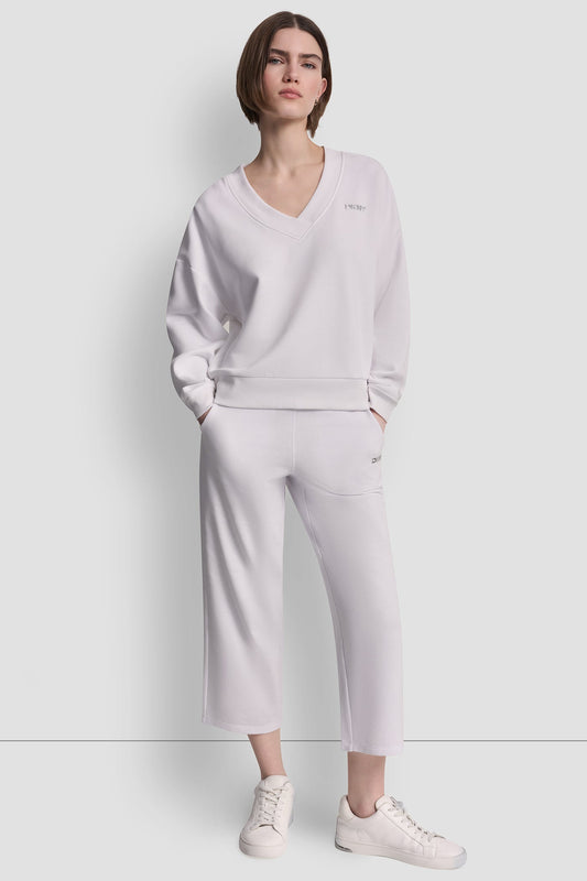 METALLIC BUBBLE LOGO V-NECK PULLOVER