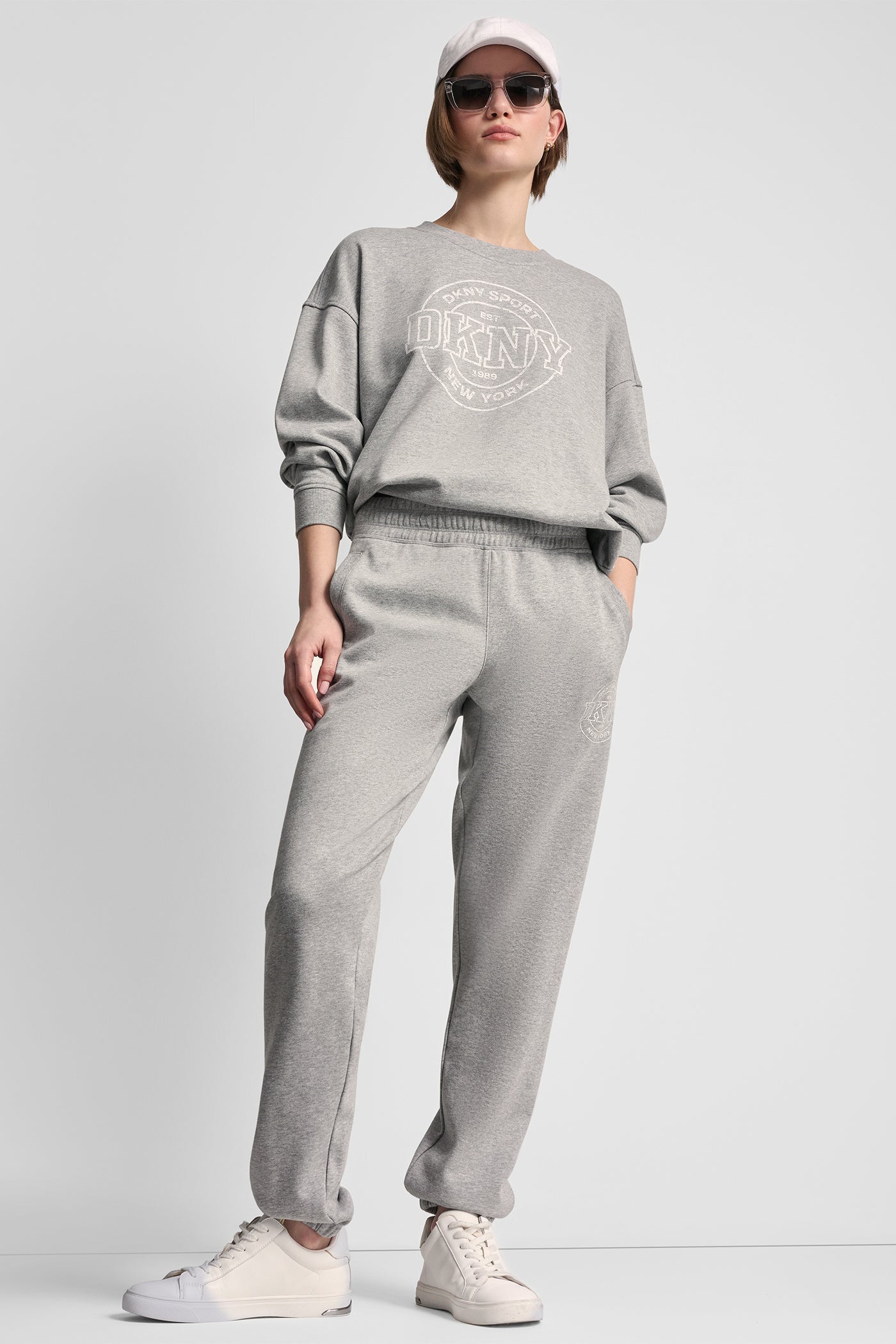 COTTON-BLEND TERRY HIGH-RISE LOGO RELAXED JOGGER