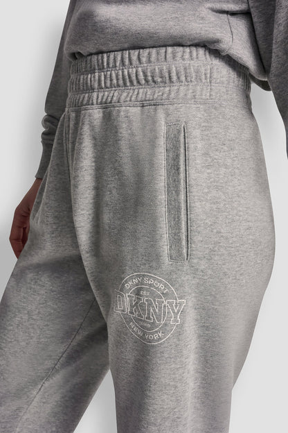 COTTON-BLEND TERRY HIGH-RISE LOGO RELAXED JOGGER