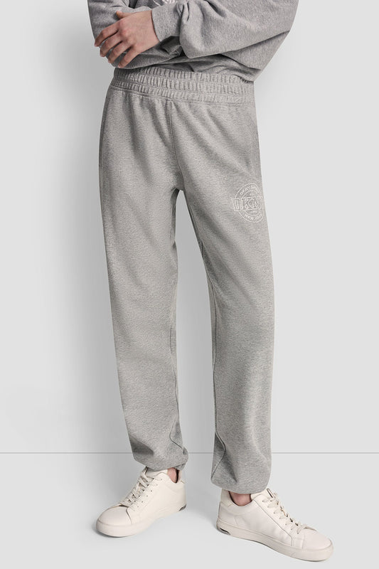 COTTON-BLEND TERRY HIGH-RISE LOGO RELAXED JOGGER