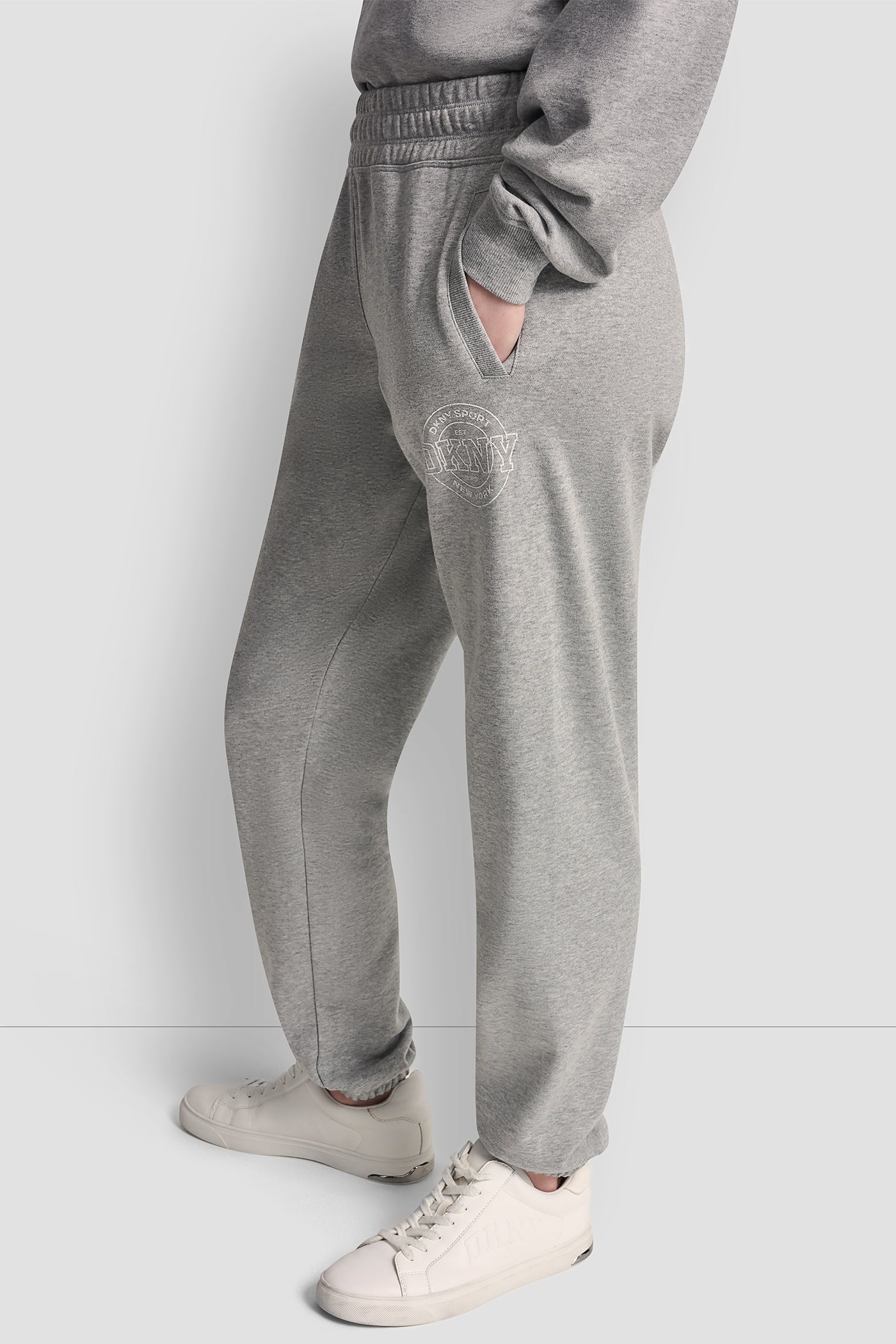 COTTON-BLEND TERRY HIGH-RISE LOGO RELAXED JOGGER