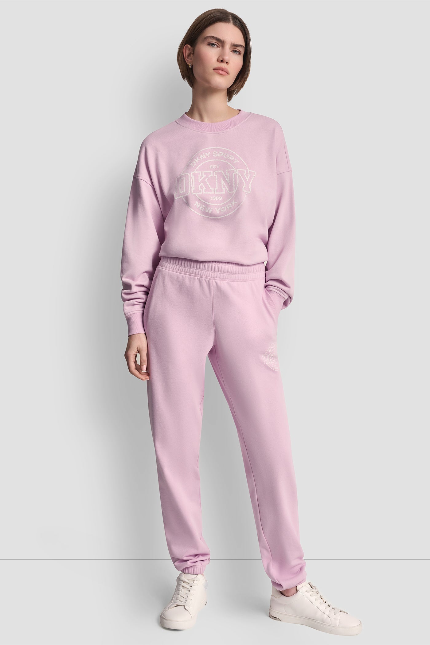 COTTON-BLEND TERRY HIGH-RISE LOGO RELAXED JOGGER