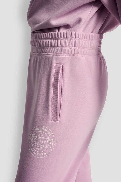 COTTON-BLEND TERRY HIGH-RISE LOGO RELAXED JOGGER