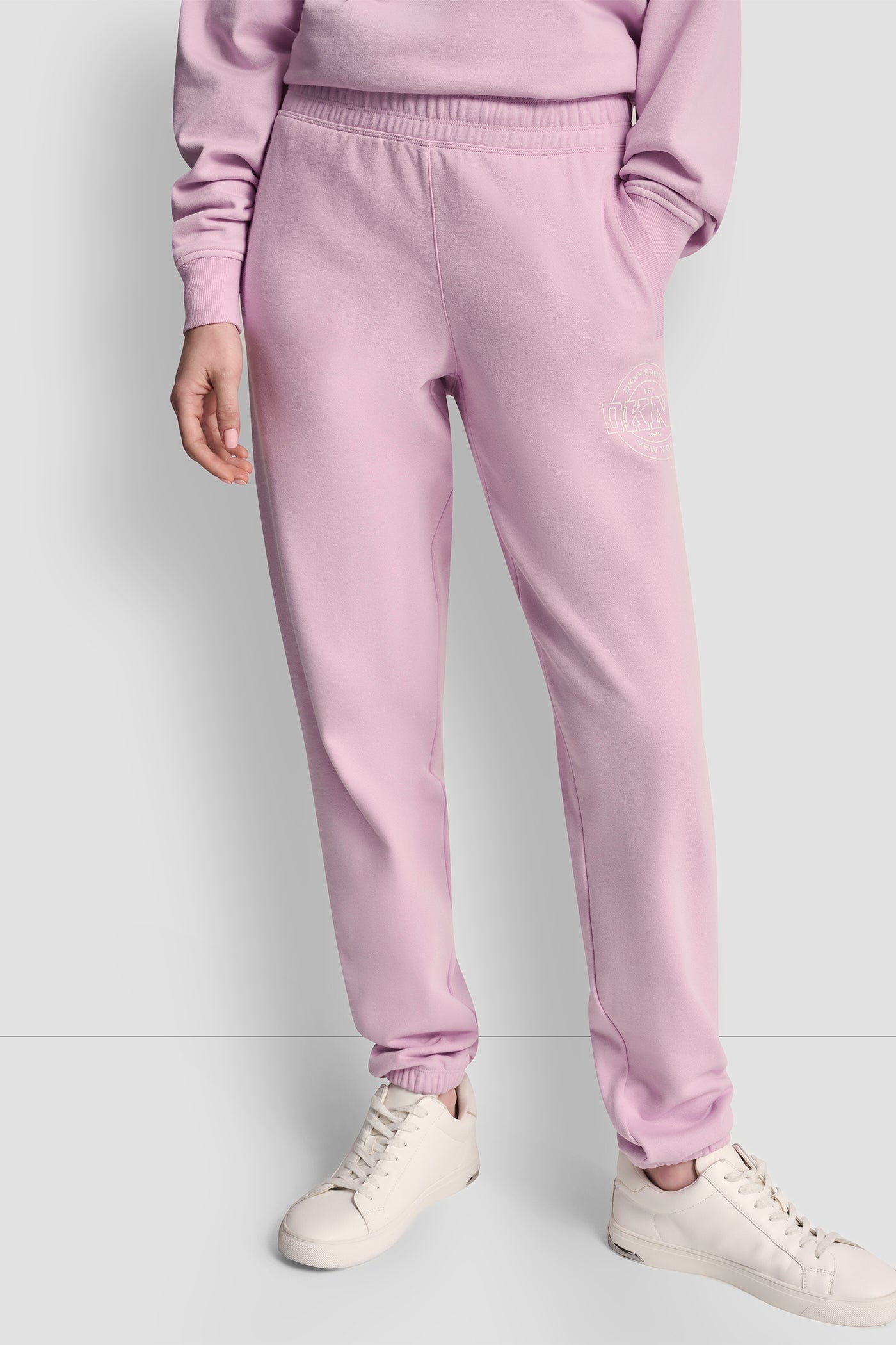 COTTON-BLEND TERRY HIGH-RISE LOGO RELAXED JOGGER