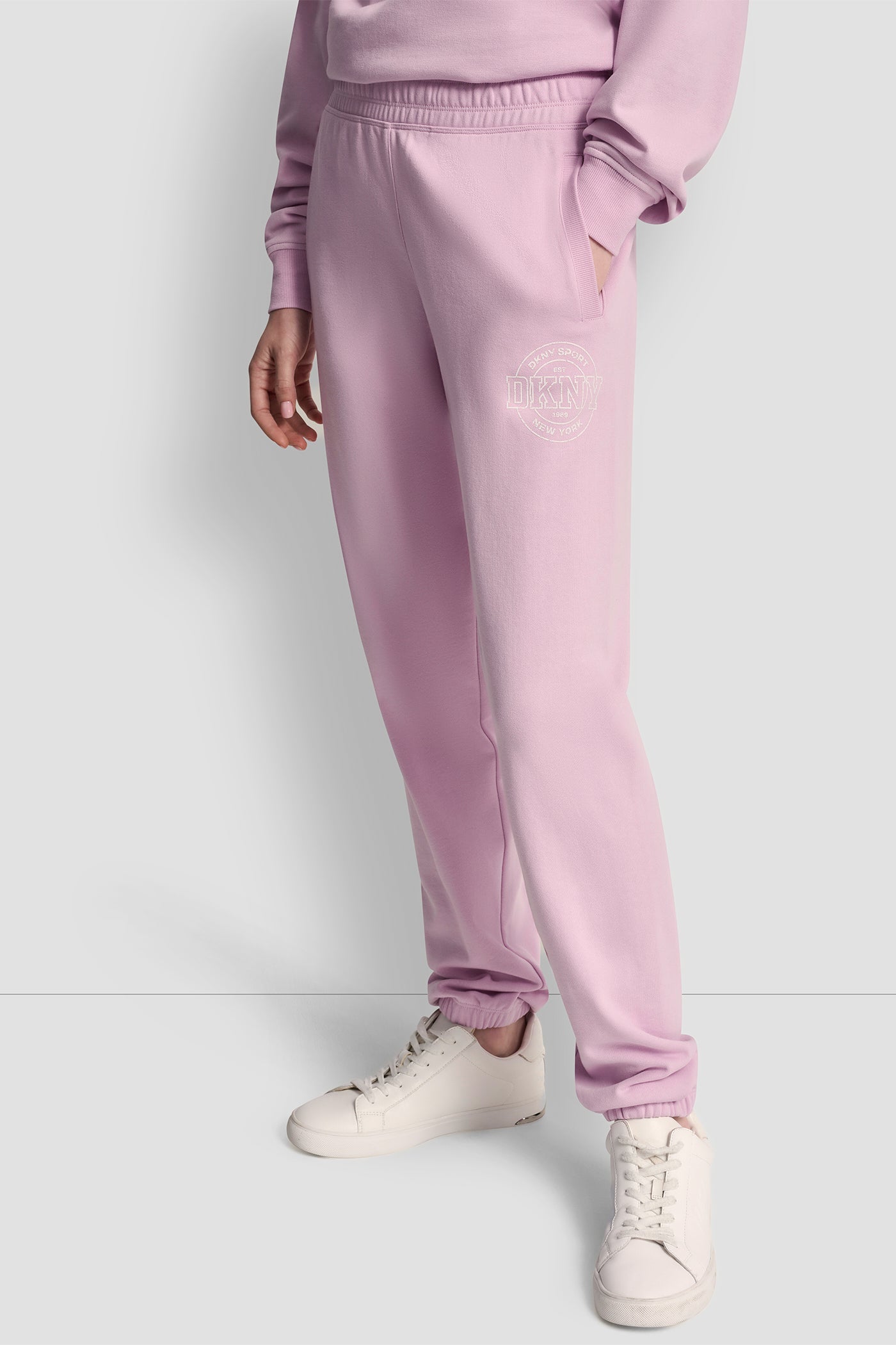 COTTON-BLEND TERRY HIGH-RISE LOGO RELAXED JOGGER