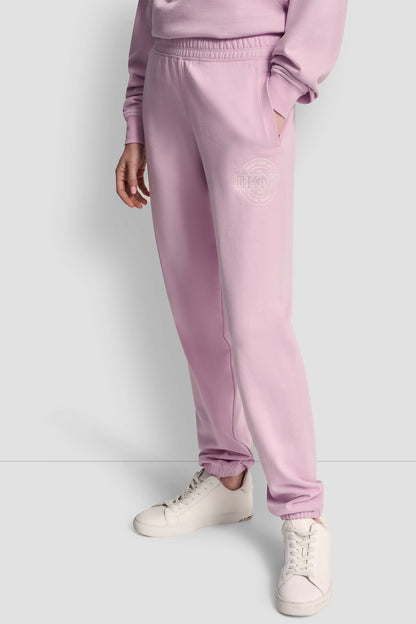 COTTON-BLEND TERRY HIGH-RISE LOGO RELAXED JOGGER