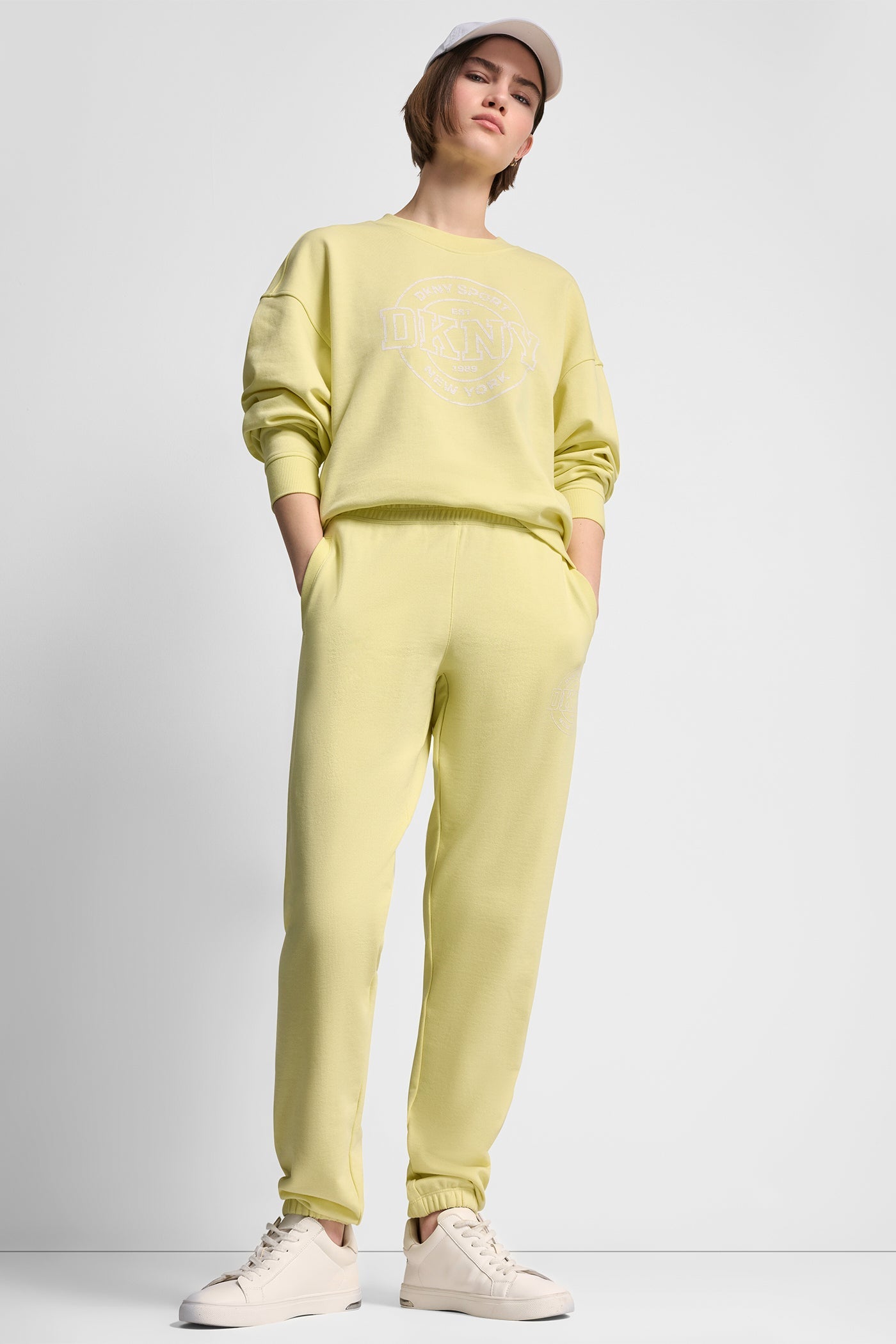COTTON-BLEND TERRY HIGH-RISE LOGO RELAXED JOGGER
