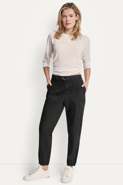 COTTON-POPLIN HIGH-RISE SLIM UTILITY JOGGER