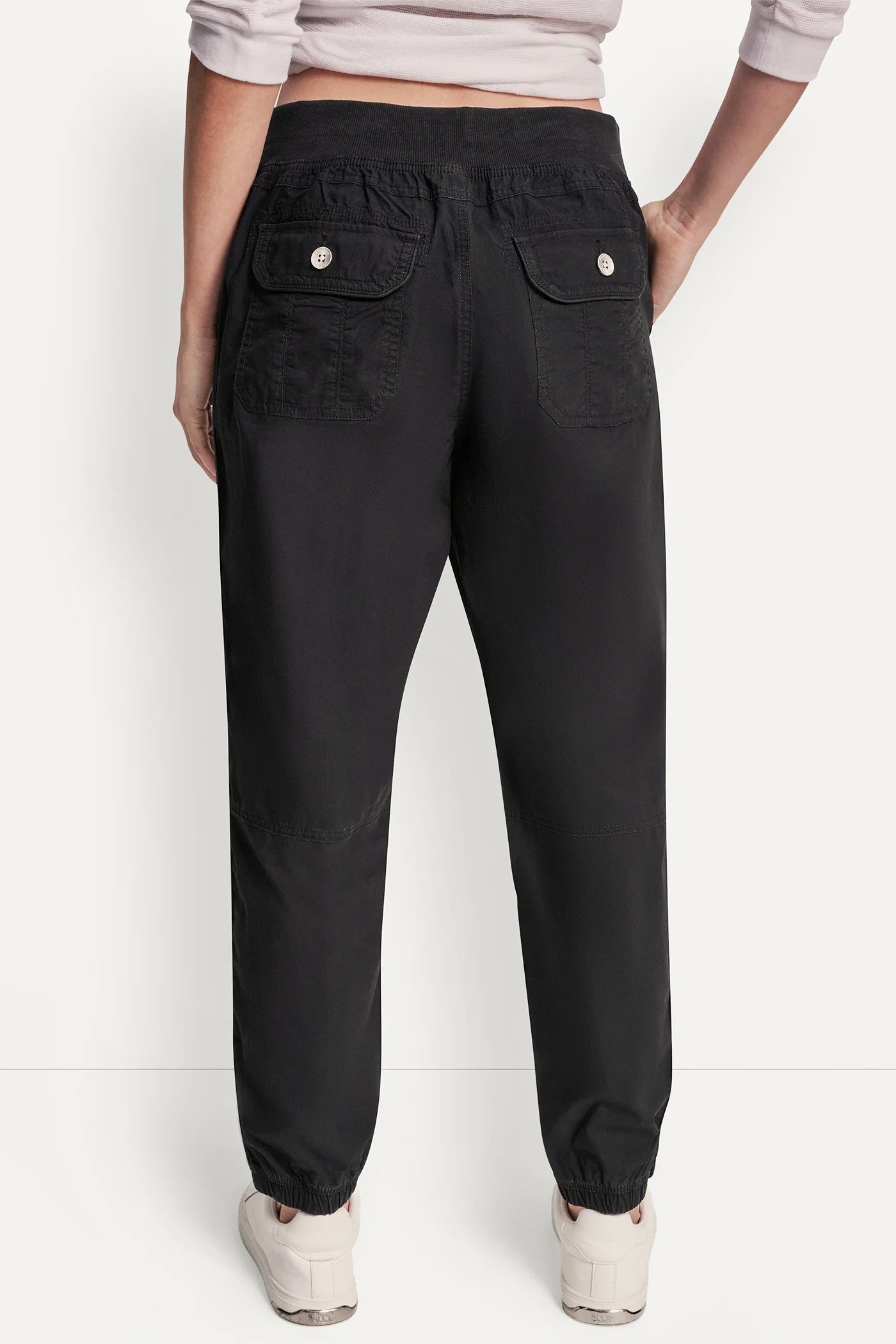 COTTON-POPLIN HIGH-RISE SLIM UTILITY JOGGER