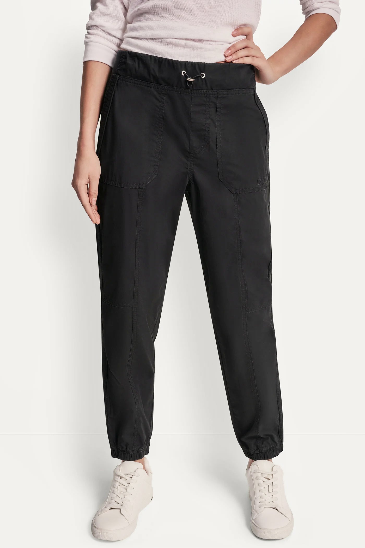 COTTON-POPLIN HIGH-RISE SLIM UTILITY JOGGER