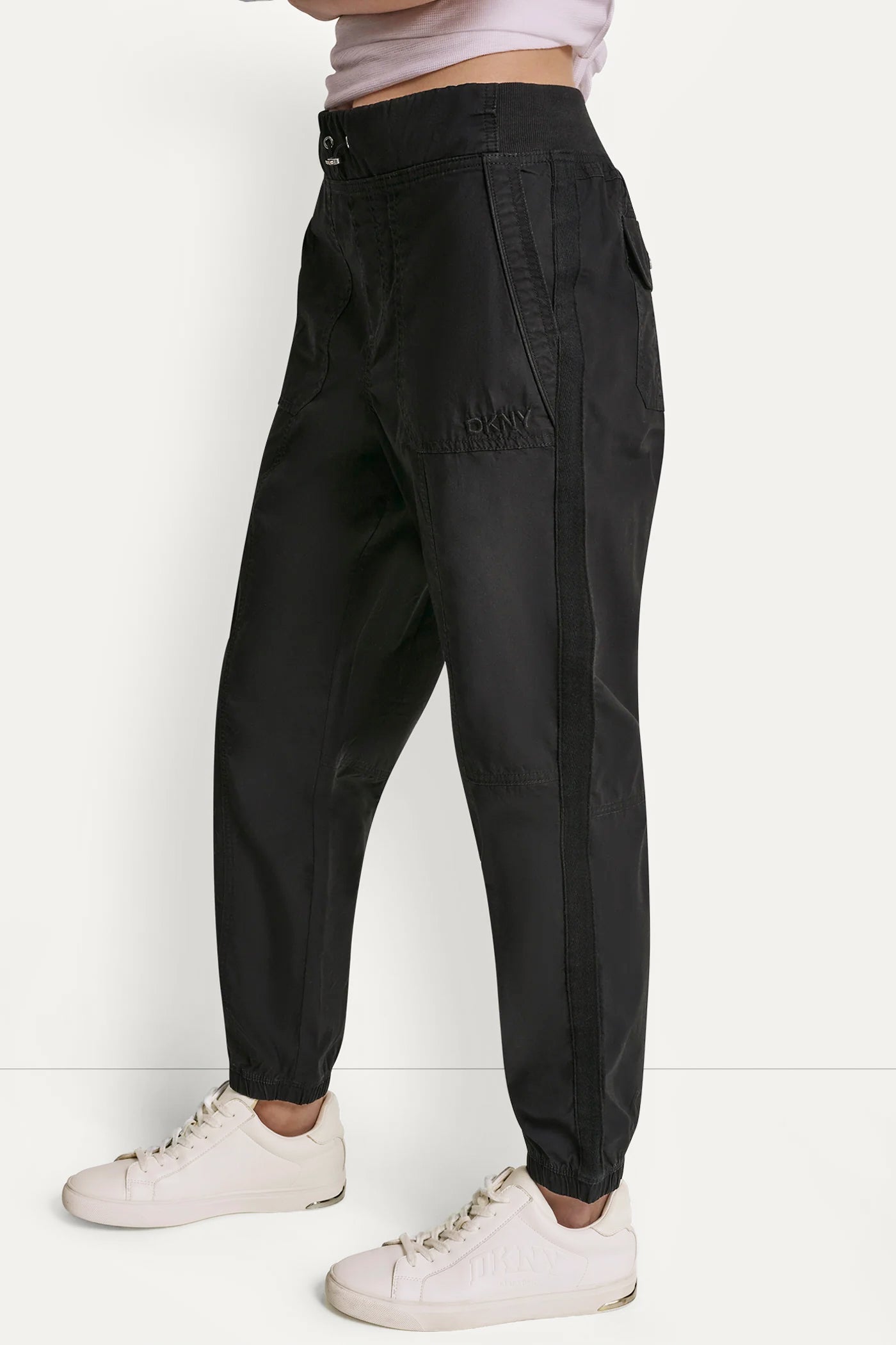 COTTON-POPLIN HIGH-RISE SLIM UTILITY JOGGER