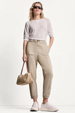 COTTON-POPLIN HIGH-RISE SLIM UTILITY JOGGER