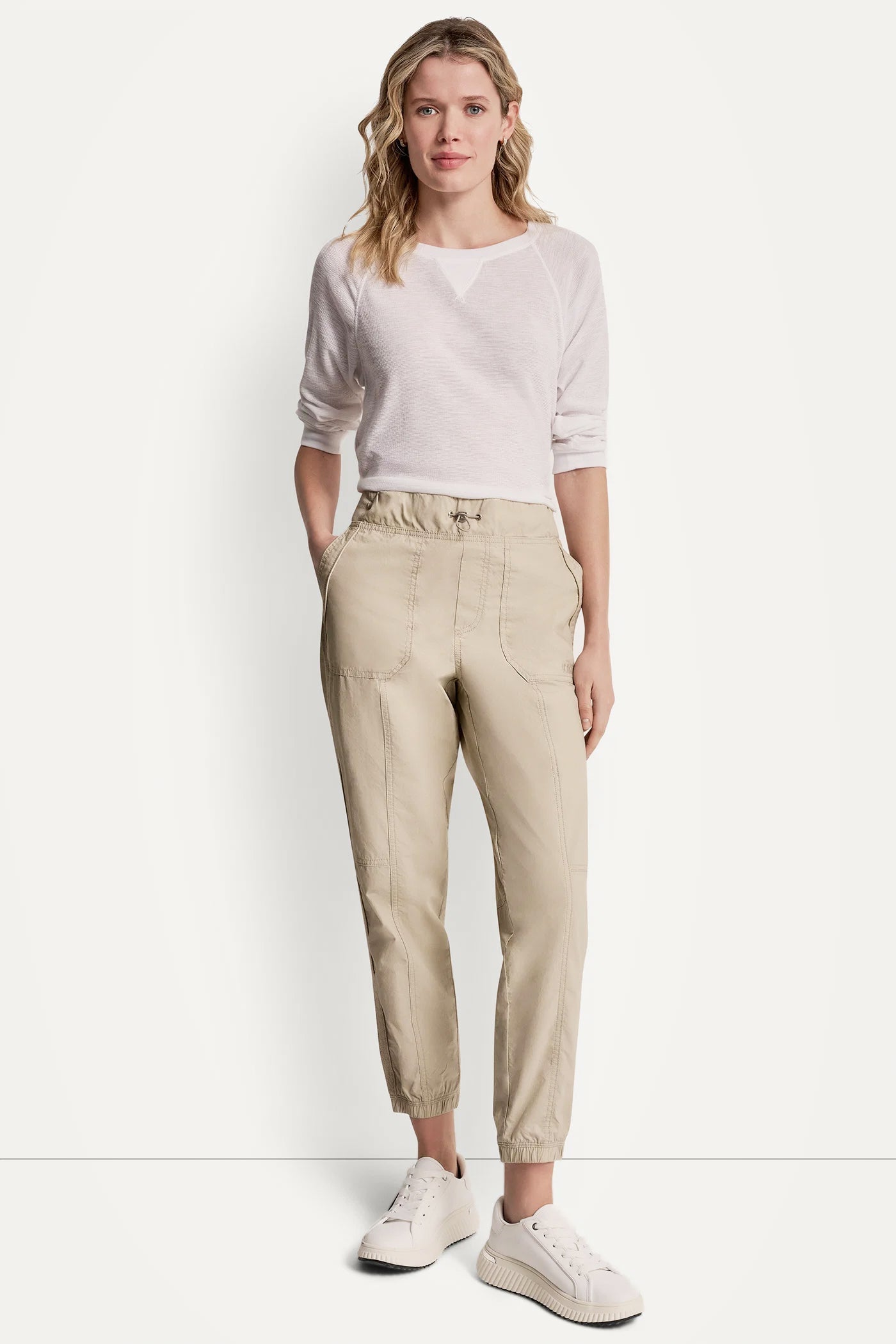 COTTON-POPLIN HIGH-RISE SLIM UTILITY JOGGER