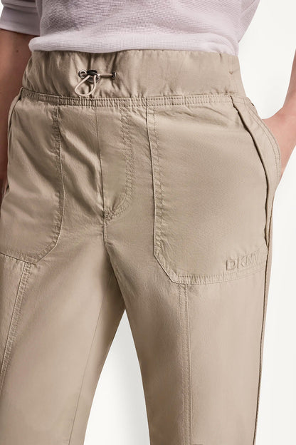 COTTON-POPLIN HIGH-RISE SLIM UTILITY JOGGER
